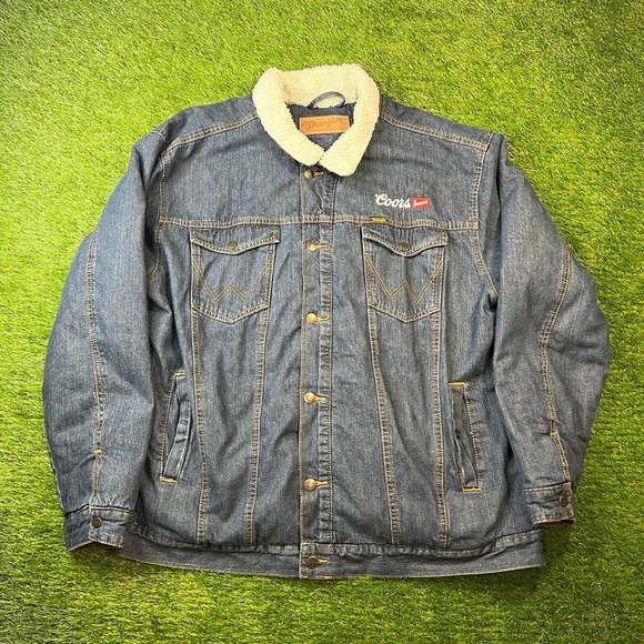 Coors Banquet Wrangler dark blue denim jacket with sherpa lining size XL - Picture 2 of 8